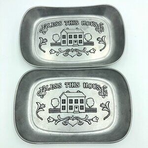 Wilton Armetale Pewter Bless This House Bread Warmer Plates